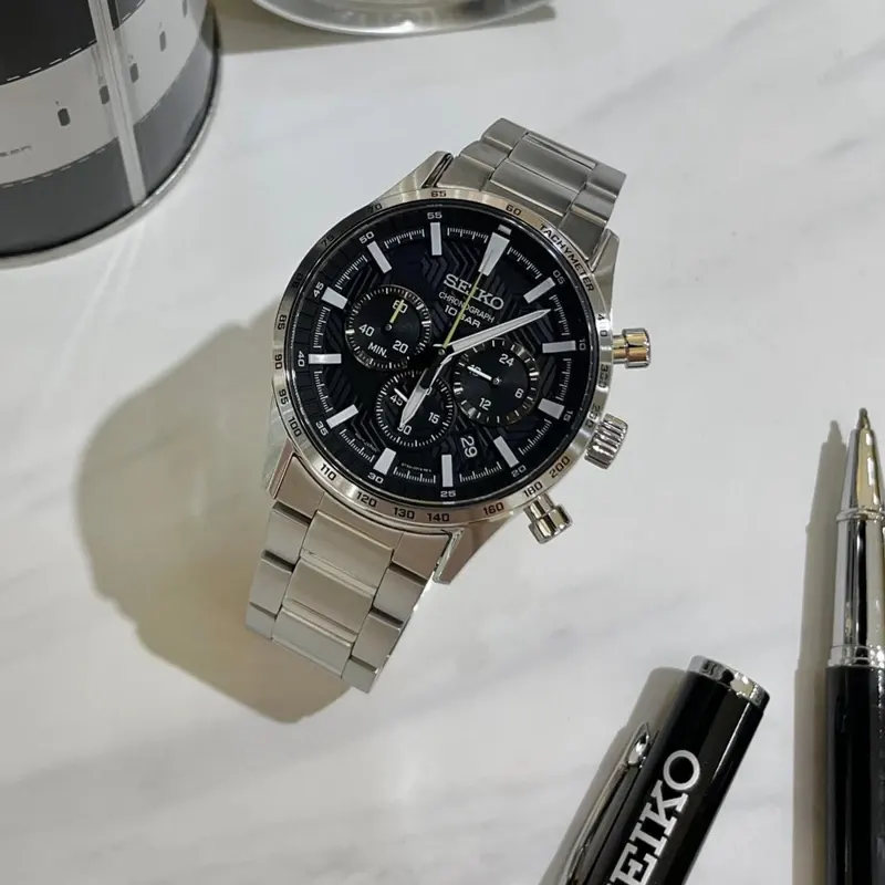 Seiko Chronograph Black Dial Sporty Men’s Watch- SSB413P1